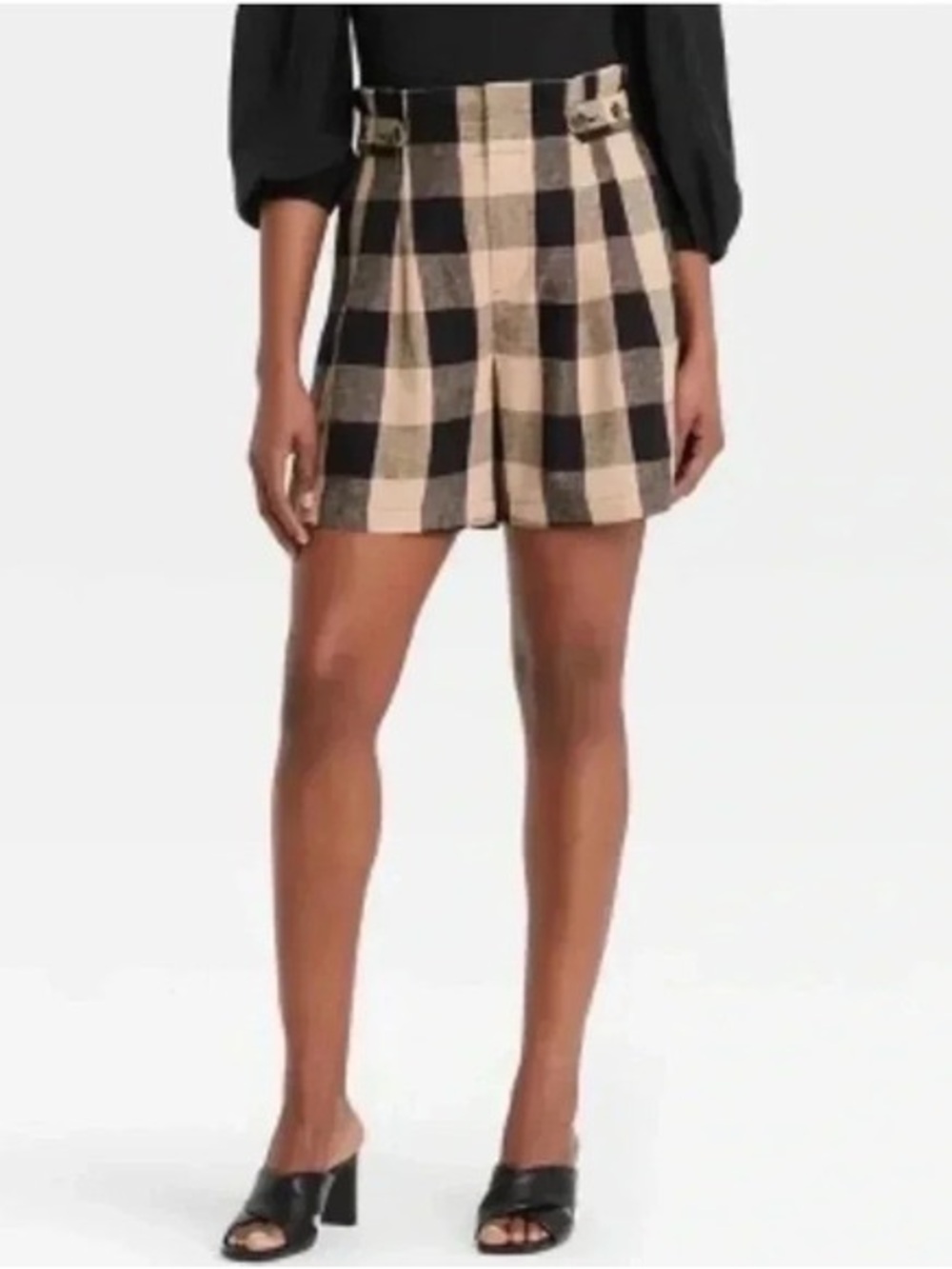 Who What Wear high-waisted, paperbag linen-blend shorts